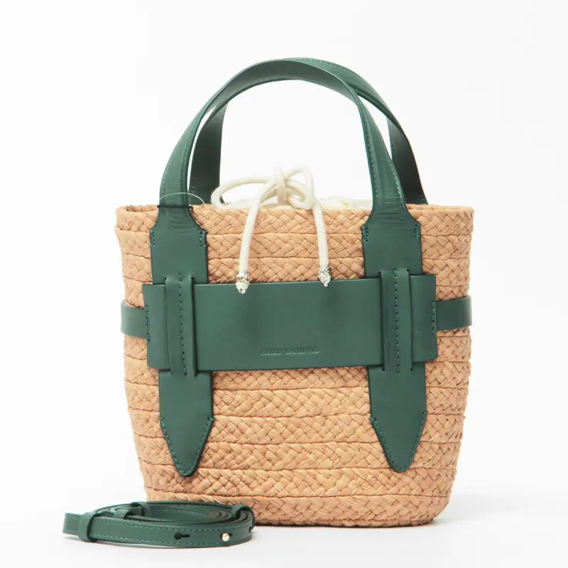 HELEN KAMINSKI ヘレンカミンスキー LIPARI S ラフィア 2WAYかごバッグ (S) NOUGAT/EMERALD