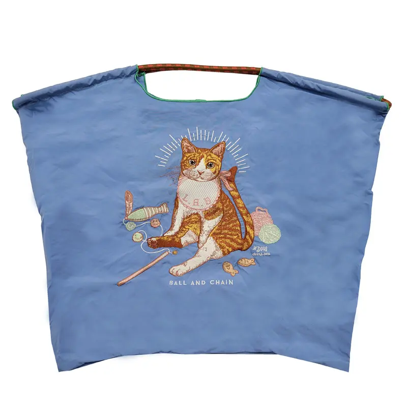 BALL＆CHAIN ボールアンドチェーン BABY CAT (B.キャット) エコバッグ (M) (L) ブルー L