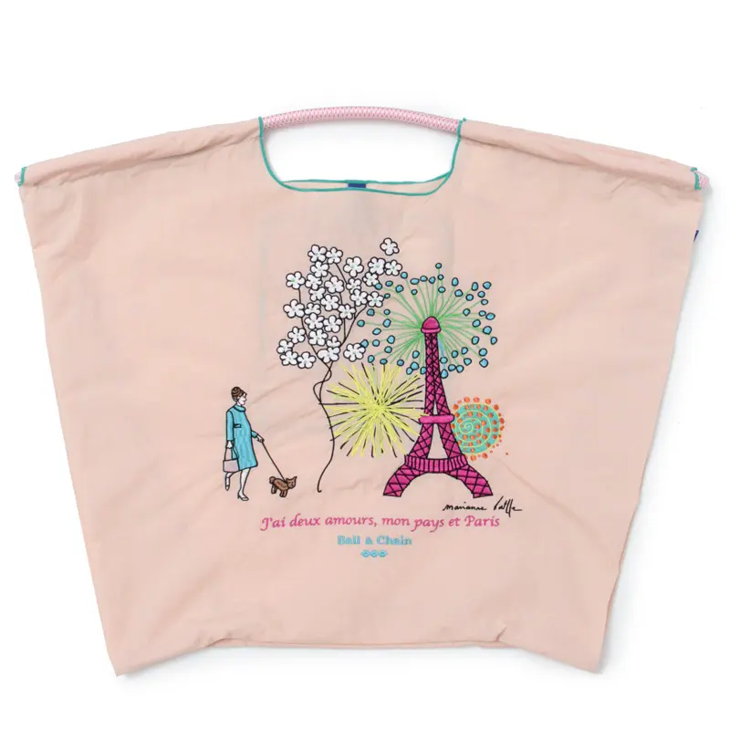 BALL＆CHAIN ボールアンドチェーン Eiffel Tower (エッフェル塔) エコバッグ (M) (L) ピンクベージュ L