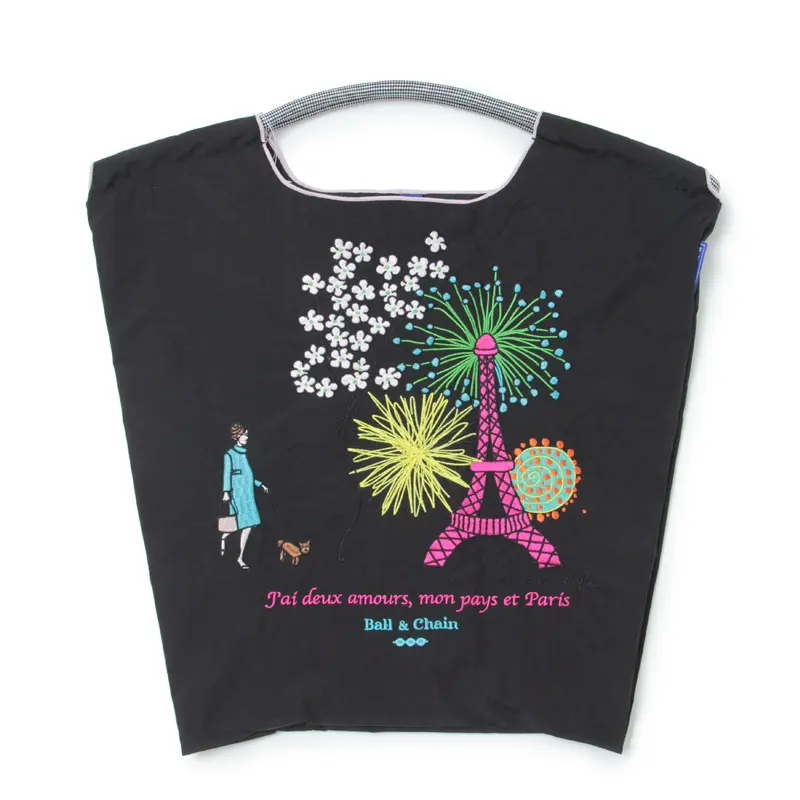 BALL＆CHAIN ボールアンドチェーン Eiffel Tower (エッフェル塔) エコバッグ (M) (L) ブラック M