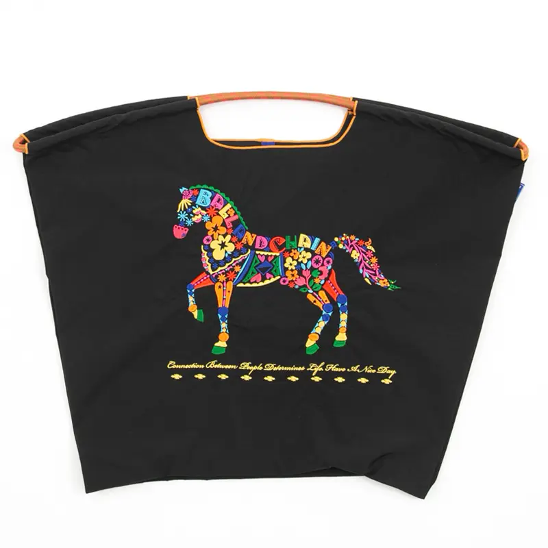 BALL＆CHAIN ボールアンドチェーン FLORAL HORSE(フローラルホース) エコバッグ (M) (L) ブラック L
