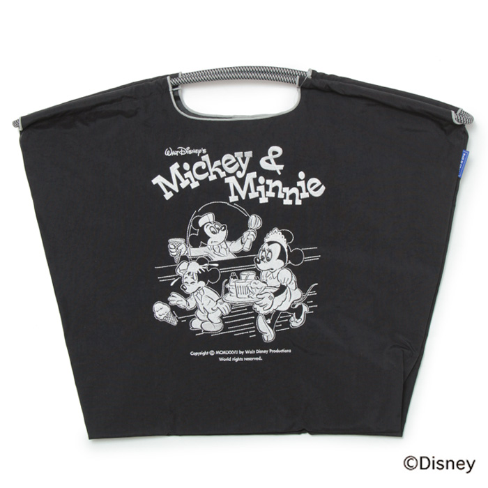 Disneyモデル Mickey&Minnie(ミッキー＆ミニー) エコバッグ (M) (L) ブラック