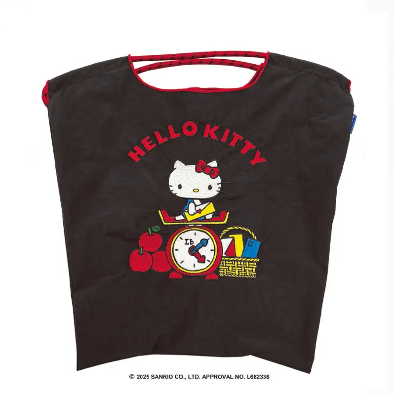 Hello Kittyモデル 3 APPLES(キティ３アップル) エコバッグ (M)  ブラック