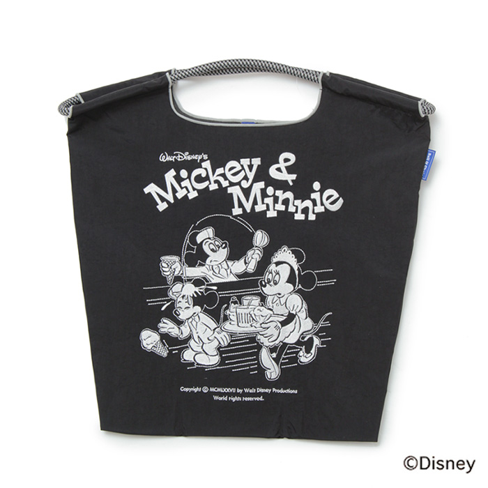 Disneyモデル Mickey&Minnie(ミッキー＆ミニー) エコバッグ (M) (L) ブラック