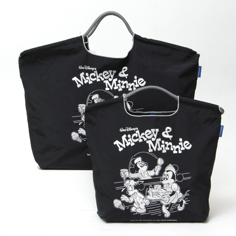 BALL＆CHAIN ボールアンドチェーン Disneyモデル Mickey&Minnie(ミッキー＆ミニー) エコバッグ (M) (L) ブラック