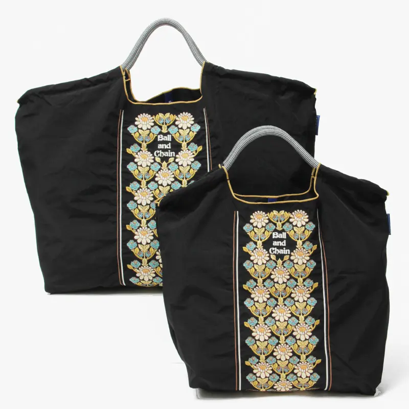 FLOWER LINE(フラワーライン) エコバッグ (M) (L) ブラック