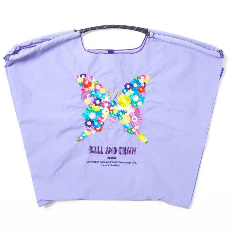 BALL＆CHAIN ボールアンドチェーン BUTTERFLY  (バタフライ) エコバッグ (M) (L) ラベンダー L