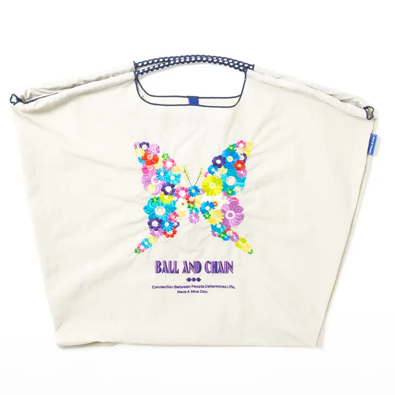 BALL＆CHAIN ボールアンドチェーン BUTTERFLY  (バタフライ) エコバッグ (M) (L) ライトグレー L