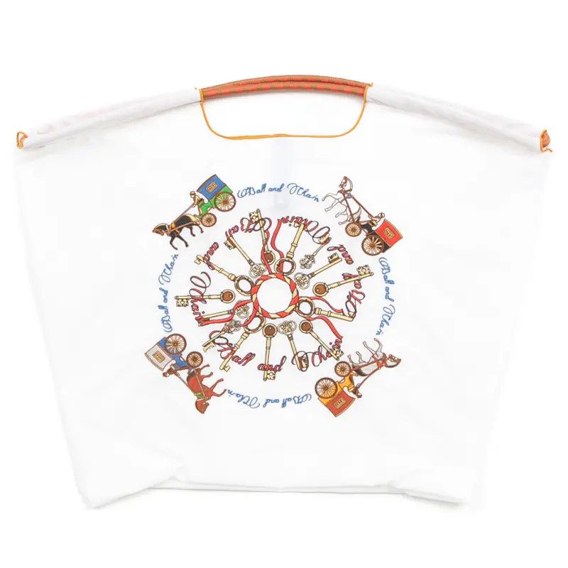 BALL＆CHAIN ボールアンドチェーン KEY & CARRIAGE (キー&キャレッジ) エコバッグ (M) (L) ホワイト L