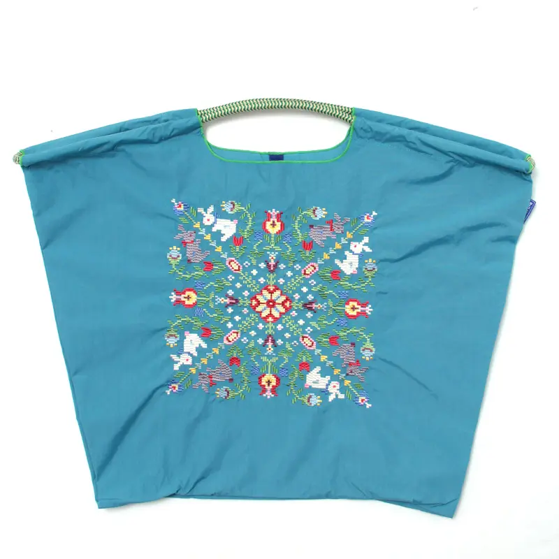 BALL＆CHAIN ボールアンドチェーン WITH FLOWER（ウィズフラワー） エコバッグ (M) (L) ターコイズ L