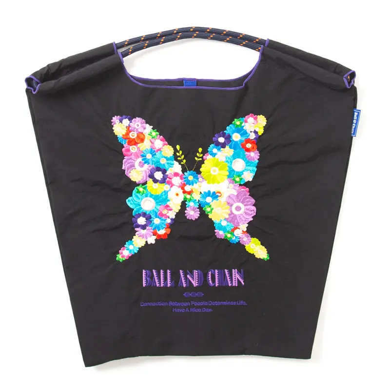 BALL＆CHAIN ボールアンドチェーン BUTTERFLY  (バタフライ) エコバッグ (M) (L) ブラック M