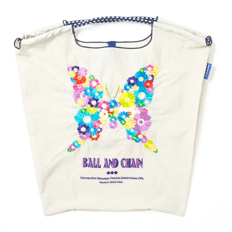 BALL＆CHAIN ボールアンドチェーン BUTTERFLY  (バタフライ) エコバッグ (M) (L) ライトグレー M