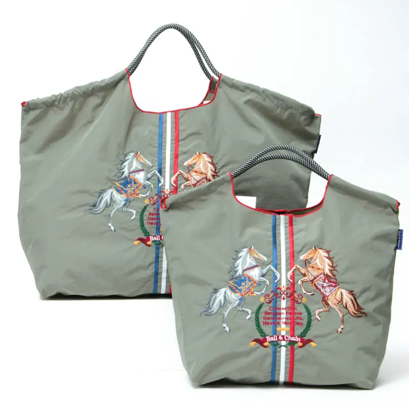 BALL＆CHAIN ボールアンドチェーン TWIN HORSE (ツインホース) エコバッグ (M) (L) グレー