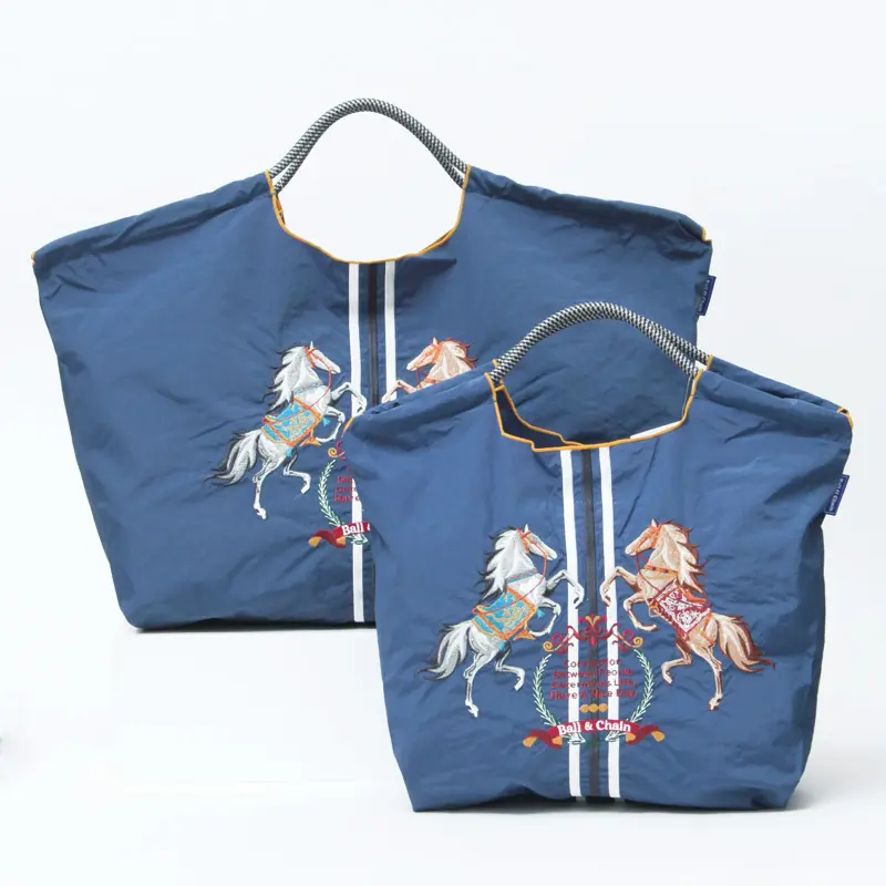 BALL＆CHAIN ボールアンドチェーン TWIN HORSE (ツインホース) エコバッグ (M) (L) ネイビー