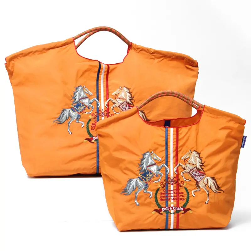 BALL＆CHAIN ボールアンドチェーン TWIN HORSE (ツインホース) エコバッグ (M) (L) オレンジ