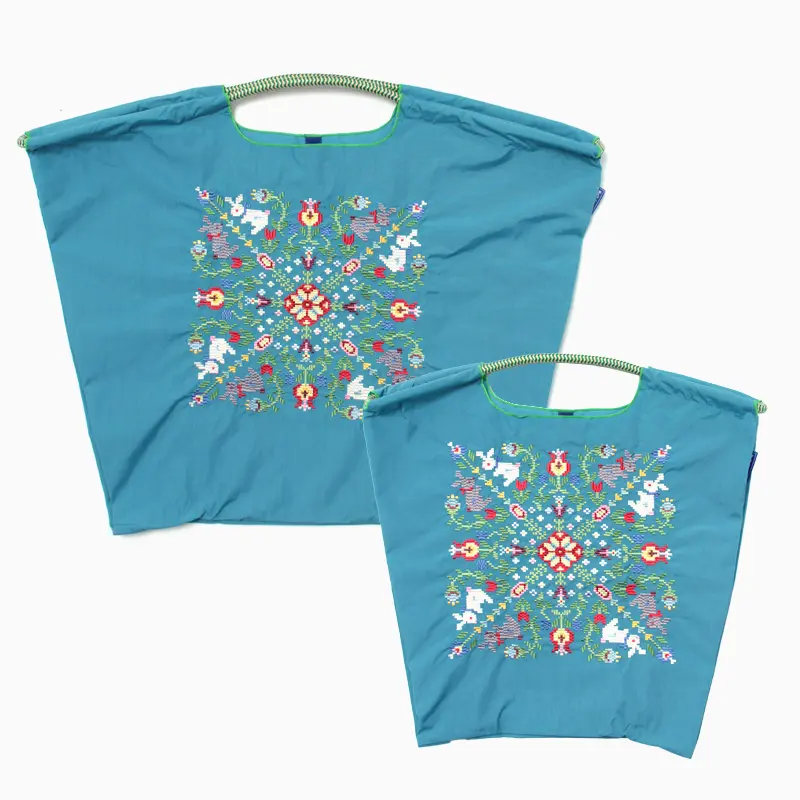 BALL＆CHAIN ボールアンドチェーン WITH FLOWER（ウィズフラワー） エコバッグ (M) (L) ターコイズ