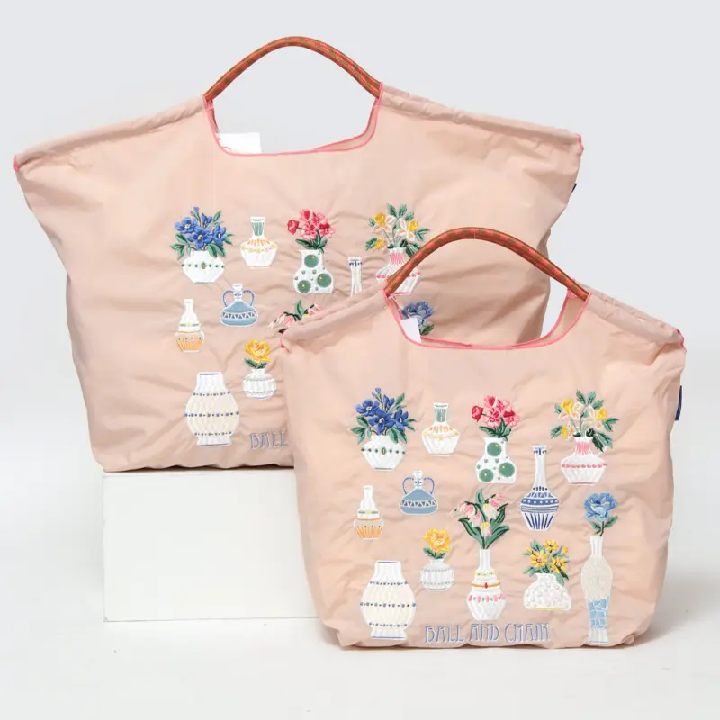 BALL＆CHAIN ボールアンドチェーン Flower Vase(フラワーベース) エコバッグ (M) (L) ピンクベージュ