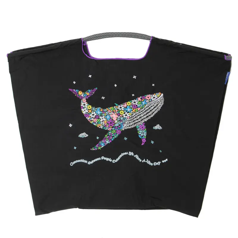 BALL＆CHAIN ボールアンドチェーン Flower Whale(フラワーホエール) エコバッグ (M) (L) ブラック L