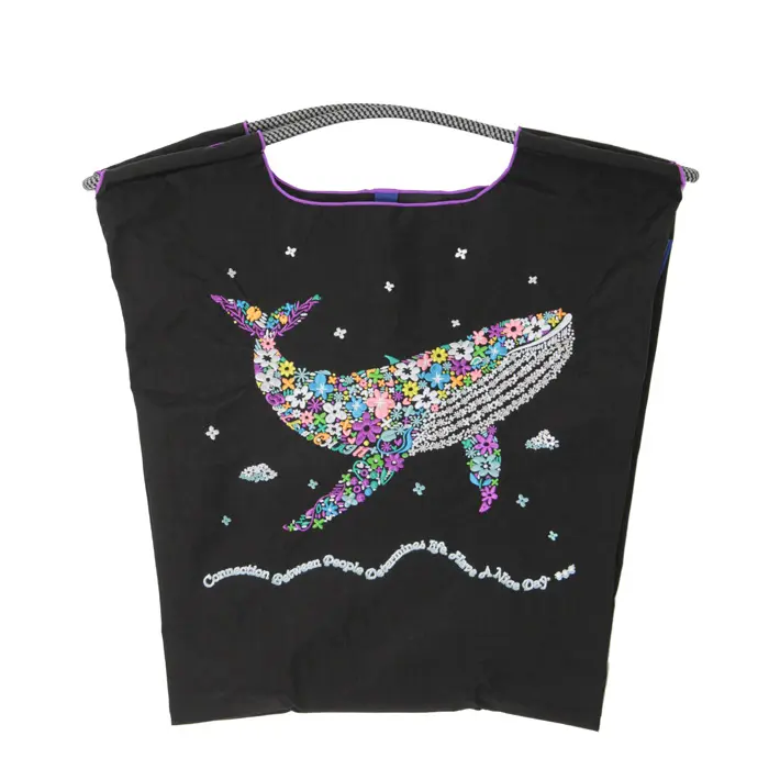 BALL＆CHAIN ボールアンドチェーン Flower Whale(フラワーホエール) エコバッグ (M) (L) ブラック M