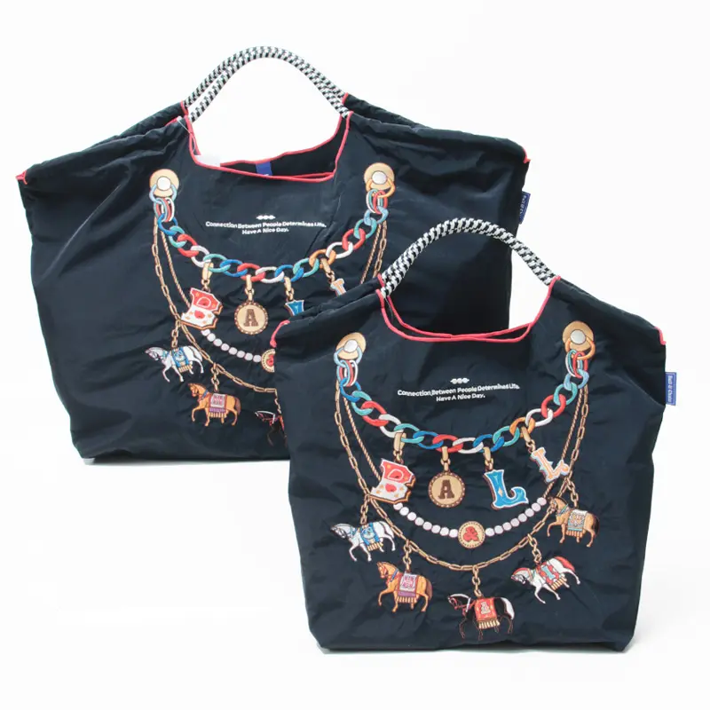 BALL＆CHAIN ボールアンドチェーン HORSE CHARM(ホースチャーム) エコバッグ (M) (L) ネイビー