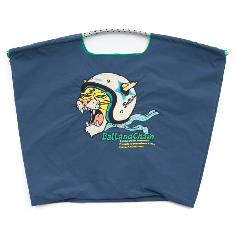 BALL＆CHAIN ボールアンドチェーン HELMETTO TIGER (ヘルメットタイガー) エコバッグ (M) (L) ネイビー L