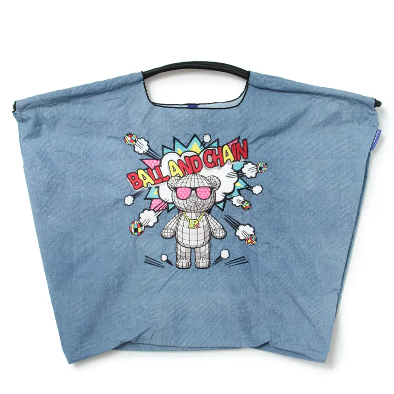 BALL＆CHAIN ボールアンドチェーン KUMA BOOM（クマブーム）エコバッグ (M) (L) デニム L