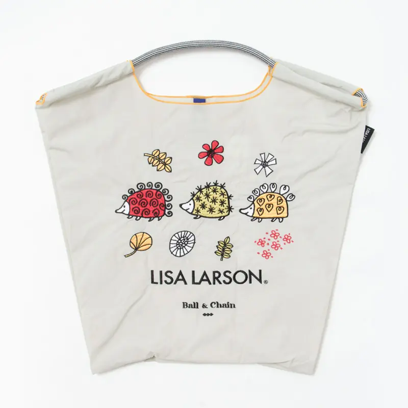 BALL＆CHAIN ボールアンドチェーン LISA LARSON（リサ・ラーソン）ハリネズミ エコバッグ (M) (L) パステルグレー M