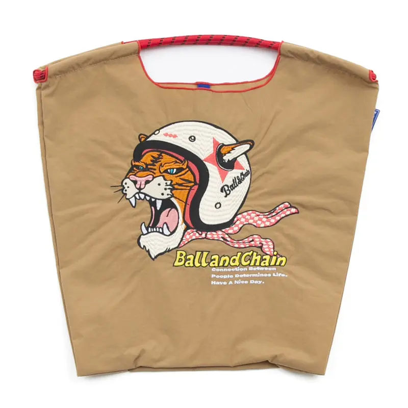 BALL＆CHAIN ボールアンドチェーン HELMETTO TIGER (ヘルメットタイガー) エコバッグ (M) (L) ベージュ M
