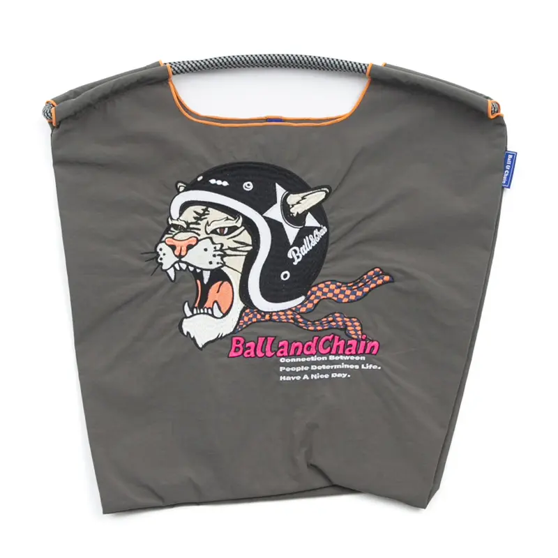 BALL＆CHAIN ボールアンドチェーン HELMETTO TIGER (ヘルメットタイガー) エコバッグ (M) (L) チャコールグレー M