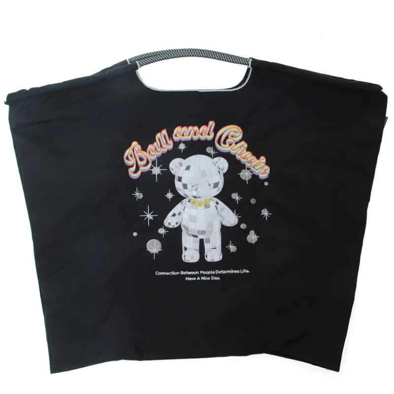 BALL＆CHAIN ボールアンドチェーン MIRROR BALL BEAR (ミラーボールベア) エコバッグ (M) (L) ブラック L