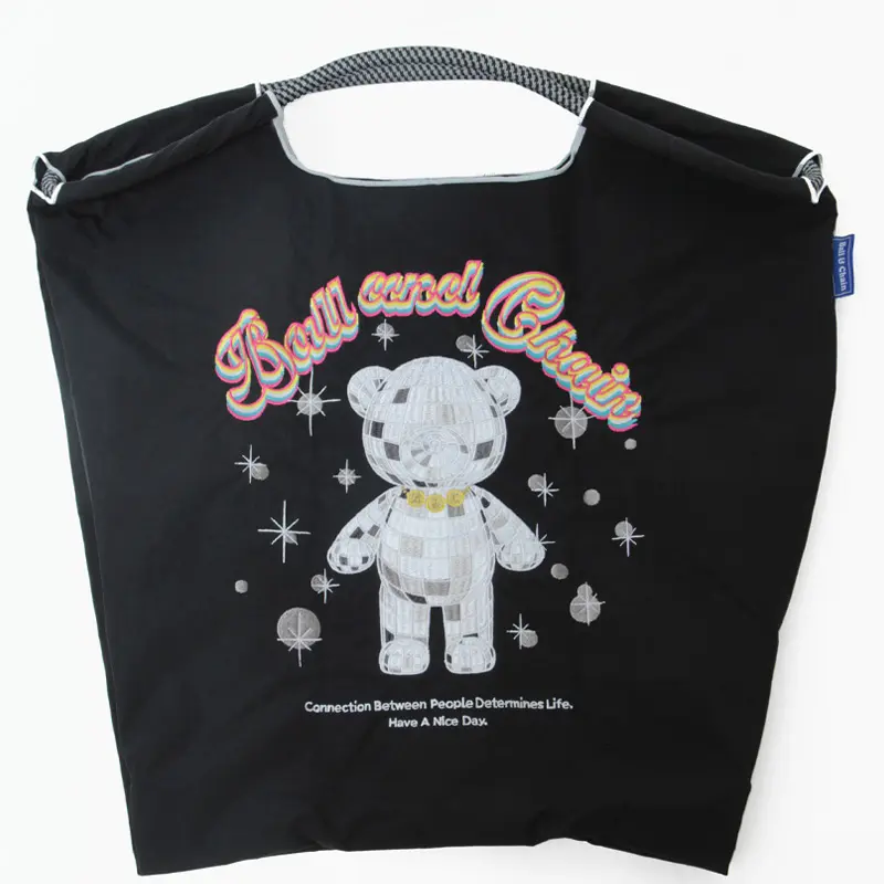 BALL＆CHAIN ボールアンドチェーン MIRROR BALL BEAR (ミラーボールベア) エコバッグ (M) (L) ブラック M