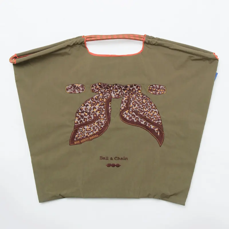 BALL＆CHAIN ボールアンドチェーン SCARF LEOPARD  (スカーフレオパード) エコバッグ (M) (L) カーキ L