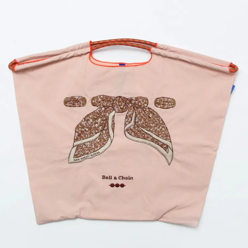 BALL＆CHAIN ボールアンドチェーン SCARF LEOPARD  (スカーフレオパード) エコバッグ (M) (L) ピンクベージュ L
