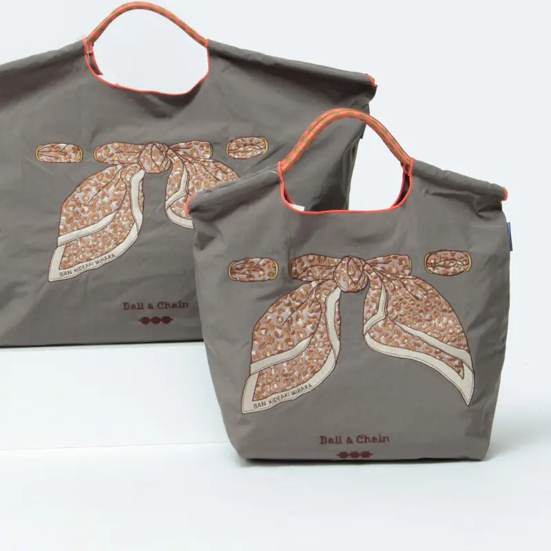 BALL＆CHAIN ボールアンドチェーン SCARF LEOPARD  (スカーフレオパード) エコバッグ (M) (L) チャコールグレー