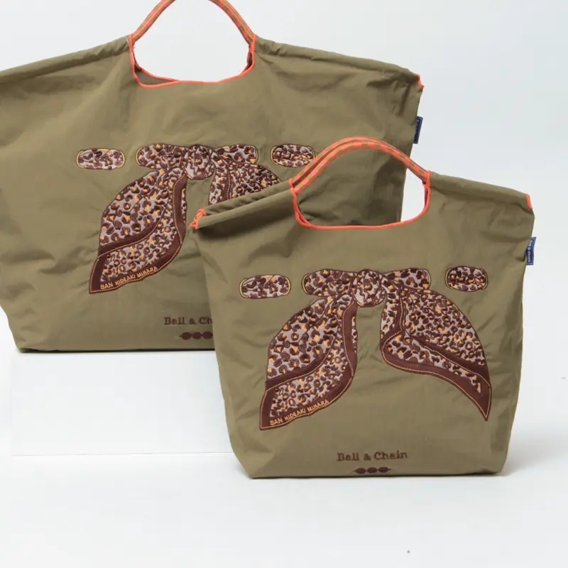 BALL＆CHAIN ボールアンドチェーン SCARF LEOPARD  (スカーフレオパード) エコバッグ (M) (L) カーキ