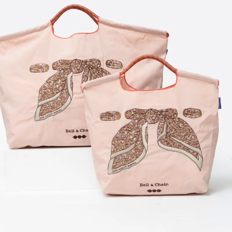BALL＆CHAIN ボールアンドチェーン SCARF LEOPARD  (スカーフレオパード) エコバッグ (M) (L) ピンクベージュ