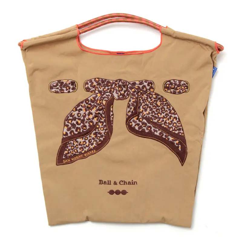 BALL＆CHAIN ボールアンドチェーン SCARF LEOPARD  (スカーフレオパード) エコバッグ (M) (L) ベージュ M