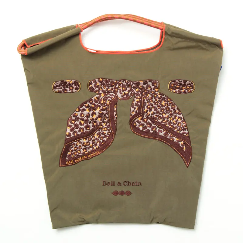 BALL＆CHAIN ボールアンドチェーン SCARF LEOPARD  (スカーフレオパード) エコバッグ (M) (L) カーキ M