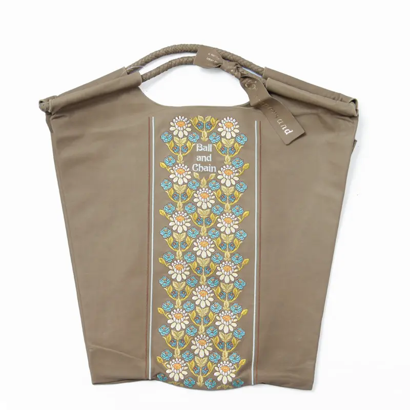 BALL＆CHAIN ボールアンドチェーン ウォッシャブルレザー トートバッグ (M) FLOWER LINE/KHAKI