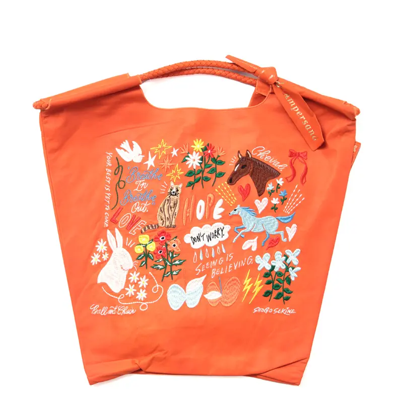 BALL＆CHAIN ボールアンドチェーン ウォッシャブルレザー トートバッグ (M) S.HOPE/ORANGE