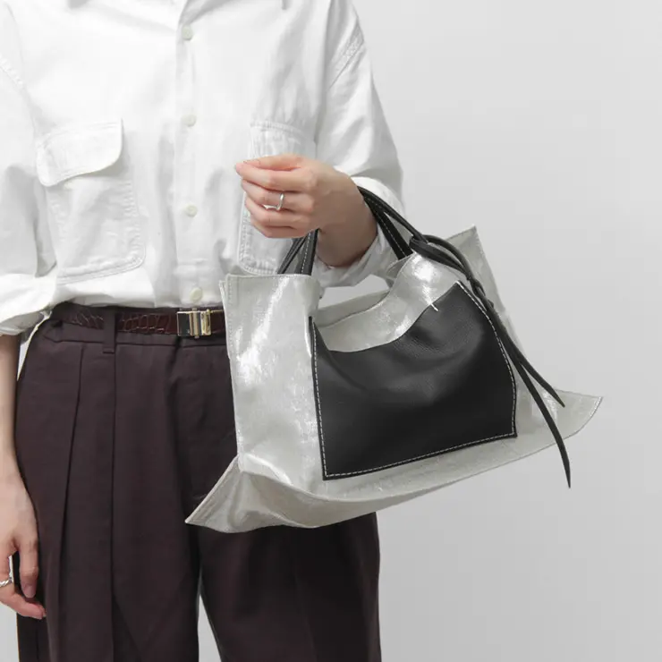 TA-design ティーエーデザイン F-465 麻(箔樹脂加工）トートバッグ (M)