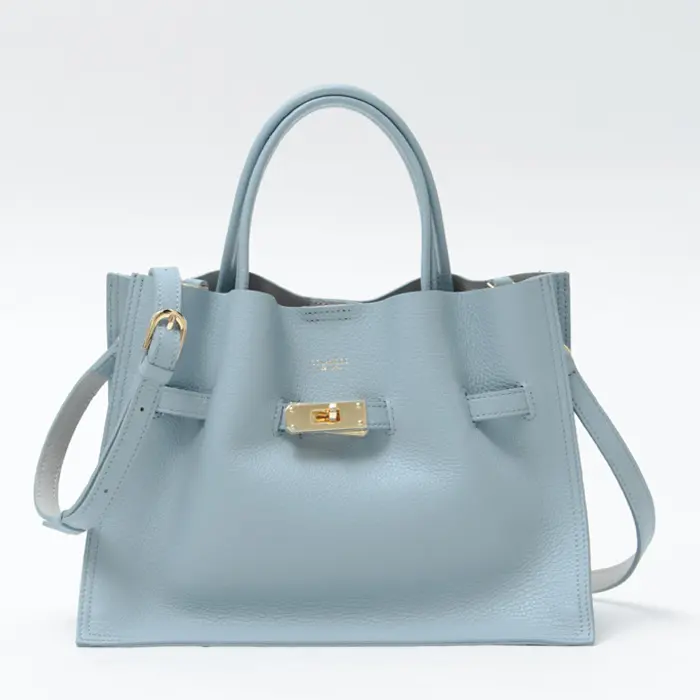 VIOLAd'ORO ヴィオラドーロ TRERO レザー 2way トートバッグ(M) ブルーグレー