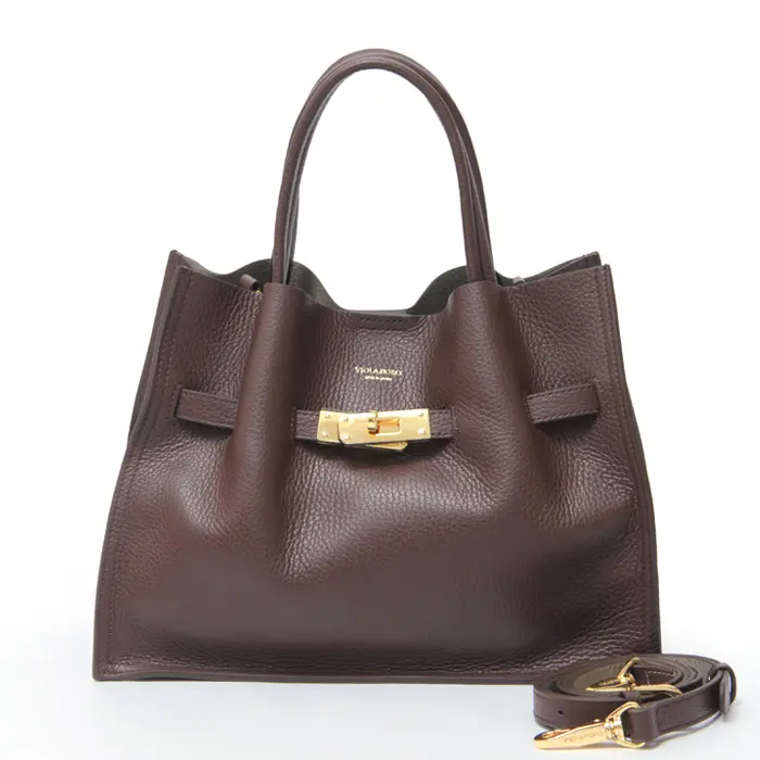VIOLAd'ORO ヴィオラドーロ TRERO 1496 レザー 2way トート(M) V-1496 カフェ