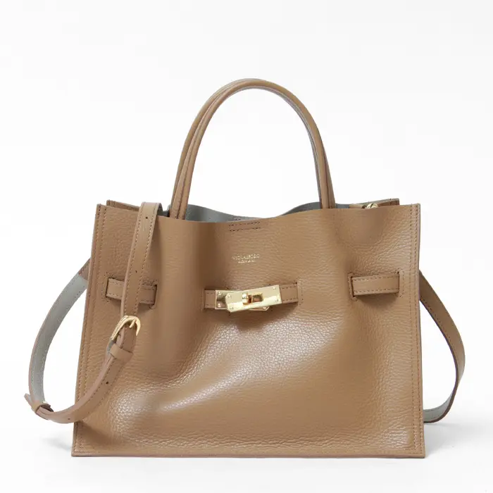 VIOLAd'ORO ヴィオラドーロ TRERO レザー 2way トートバッグ(M) カプチーノ