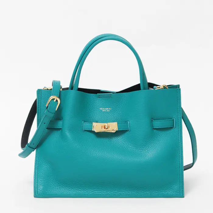 VIOLAd'ORO ヴィオラドーロ TRERO レザー 2way トートバッグ(M) ディープグリーン