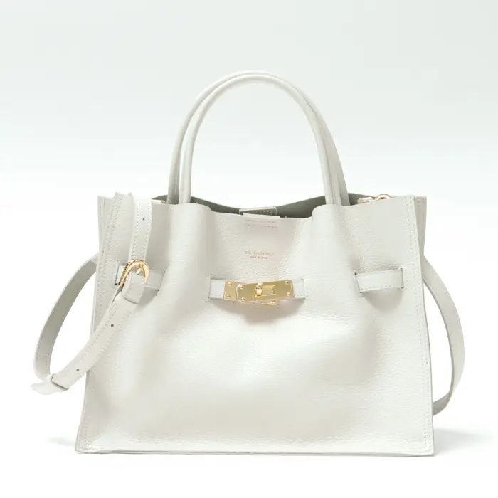 VIOLAd'ORO ヴィオラドーロ TRERO レザー 2way トートバッグ(M) アイスグレー