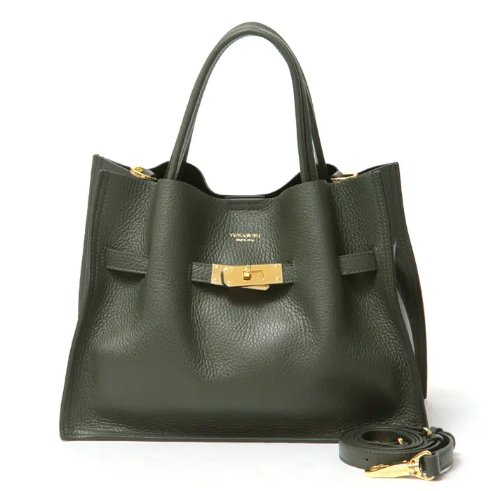 VIOLAd'ORO ヴィオラドーロ TRERO 1496 レザー 2way トート(M) V-1496 カーキ