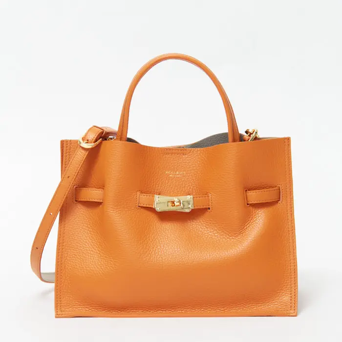 VIOLAd'ORO ヴィオラドーロ TRERO レザー 2way トートバッグ(M) オレンジ