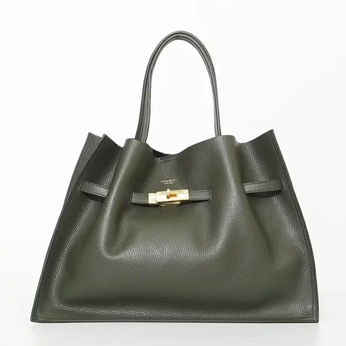 VIOLAd'ORO ヴィオラドーロ TRERO レザー トートバッグ(L) V-1497 カーキ