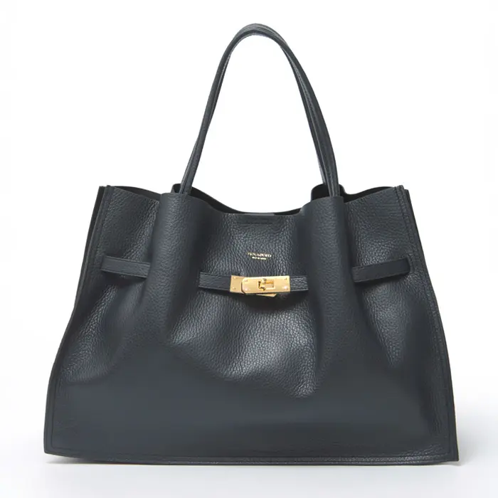 VIOLAd'ORO ヴィオラドーロ TRERO レザー トートバッグ(L) V-1497 ネイビー